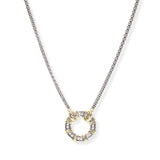 106366, 14K GOLD PLATED, X ACCENT PAVE CUBIC ZIRCONIA ROUND DESIGNER INSPIRED NECKLACE