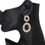 106372, TEARDROP CUBIC ZIRCONIA ACCENT OVAL DANGLE EARRING