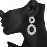 106372, TEARDROP CUBIC ZIRCONIA ACCENT OVAL DANGLE EARRING