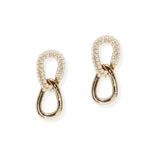 106387, PEARL STUDDED ACCENT CHAIN LINK POST EARRING