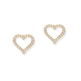 106388, DAINTY PEARL ACCENT CUTOUT HEART STUD EARRING