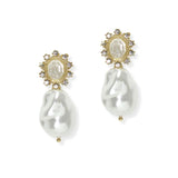 106389, FRESHWATER PEARL ACCENT CRYSTAL RHINESTONE POST EARRING