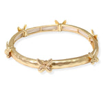 106394, BUTTERFLY ACCENT HAMMERED METAL STRETCH BRACELET