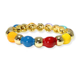 106418, ENAMEL ACCENT BALL TEXTURED METAL BANGLE BRACELET