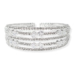106432, SQUARE CUBIC ZIRCONIA ACCENT CRYSTAL RHINESTONE STRETCH CUFF BRACELET
