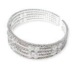 106432, SQUARE CUBIC ZIRCONIA ACCENT CRYSTAL RHINESTONE STRETCH CUFF BRACELET