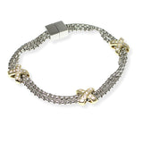 106434, 14K GOLD PLATED, TRIPLE X ACCENT DESIGNER INSPIRED MAGNETIC CLOSURE BRACELET