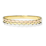 106442, GEOMETRIC OVAL ACCENT STAINLESS STEEL BANGLE BRACELET