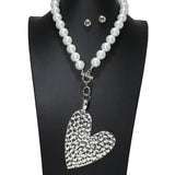 106457, HEART HAMMERED ACCENT WITH PEARL STRAND TOGGLE NECKLACE