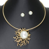 106458, SINGLE PEARL TREE BRANCH ACCENT CHOKER NECKLACE