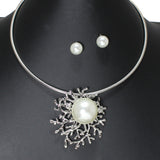 106458, SINGLE PEARL TREE BRANCH ACCENT CHOKER NECKLACE