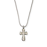 106459, 14K GOLD PLATED, CROSS CUBIC ZIRCONIA ACCENT DESIGNER INSPIRED PENDANT NECKLACE