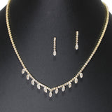 106463, DAINTY MARQUISE CUBIC ZIRCONIA ACCENT CRYSTAL RHINESTONE NECKLACE SET