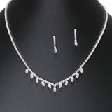 106463, DAINTY MARQUISE CUBIC ZIRCONIA ACCENT CRYSTAL RHINESTONE NECKLACE SET
