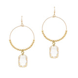 106468, GEOMETRIC ACRYLIC STONE ACCENT BEADED ROUND DANGLE EARRING