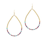 106469, DAINTY AGATE STONE BEADED TEARDROP DANGLE EARRING
