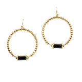 106470, RECTANGLE RHINESTONE ACCENT BALL TEXTURED ROUND DANGLE EARRING