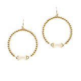 106470, RECTANGLE RHINESTONE ACCENT BALL TEXTURED ROUND DANGLE EARRING