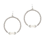 106470, RECTANGLE RHINESTONE ACCENT BALL TEXTURED ROUND DANGLE EARRING