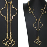 106477, CUTOUT CLOVER ACCENT LONG STATEMENT NECKLACE