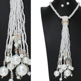 106480, PEARL BEADED TASSEL DROP LONG NECKLACE