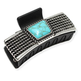 106485, WESTERN GEOMETRIC TURQUOISE ACCENT RECTANGULAR GRANDER HAIR CLAW