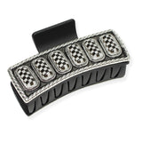 106486, WESTERN GEOMETRIC CHECKERED PRINT RECTANGULAR GRANDER HAIR CLAW