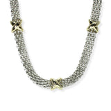 106496, 14K GOLD PLATED, TRIPLE X ACCENT DESIGNER INSPIRED MAGNETIC CLOSURE NECKLACE