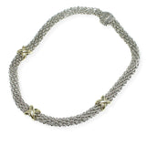 106496, 14K GOLD PLATED, TRIPLE X ACCENT DESIGNER INSPIRED MAGNETIC CLOSURE NECKLACE