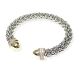106515, 14K GOLD PLATED, PAVE CUBIC ZIRCONIA ACCENT DESIGNER INSPIRED CUFF BRACELET