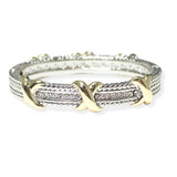 106519, 14K GOLD PLATED, TRIPLE X ACCENT DESIGNER INSPIRED BRACELET