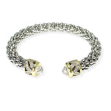 106526, 14K GOLD PLATED, PAVE CHEVRON, CUBIC ZIRCONIA ACCENT DESIGNER INSPIRED CUFF BRACELET