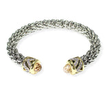 106526, 14K GOLD PLATED, PAVE CHEVRON, CUBIC ZIRCONIA ACCENT DESIGNER INSPIRED CUFF BRACELET