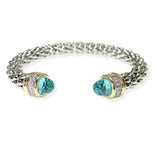 106527, 14K GOLD PLATED, CUBIC ZIRCONIA ACCENT DESIGNER INSPIRED CUFF BRACELET