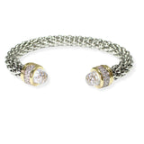 106527, 14K GOLD PLATED, CUBIC ZIRCONIA ACCENT DESIGNER INSPIRED CUFF BRACELET