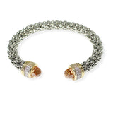 106527, 14K GOLD PLATED, CUBIC ZIRCONIA ACCENT DESIGNER INSPIRED CUFF BRACELET