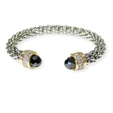 106527, 14K GOLD PLATED, CUBIC ZIRCONIA ACCENT DESIGNER INSPIRED CUFF BRACELET