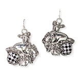 106528, WESTERN THEMED RODEO CHECKERED PRINT ACCENT DANGLE EARRING