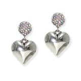 106529, BUBBLE HEART WITH CRYSTAL RHINESTONE ACCENT DANGLE EARRING
