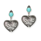 106530, WESTERN HEART FILIGREE ACCENT DANGLE EARRING