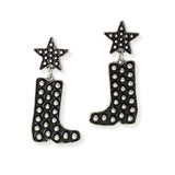 106535, WESTERN COWBOY BOOTS, STAR BALL TEXTURED DANGLE EARRING