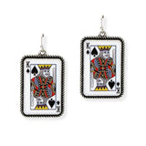106539, KING SPADE POKER PLAYING CARD DANGLE EARRING
