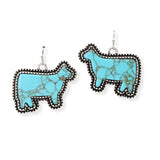 106545, WESTERN COW CATTLE DANGLE EARRING