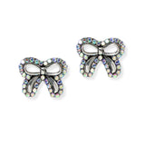 106554, WESTERN RIBBON BOW CRYSTAL RHINESTONE ACCENT STUD EARRING