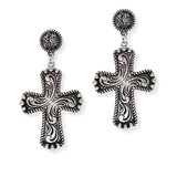 106557, WESTERN CROSS FILIGREE ACCENT DANGLE EARRING
