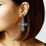 106557, WESTERN CROSS FILIGREE ACCENT DANGLE EARRING