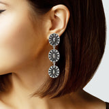 106561, WESTERN CONCHO CRYSTAL RHINESTONE ACCENT DROP DANGLE EARRING