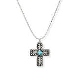 106566, WESTERN CROSS BALL TEXTURED PENDANT NECKLACE