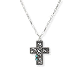 106569, WESTERN FILIGREE ENGRAVED CROSS PENDANT NECKLACE