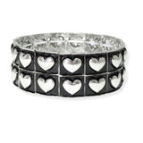 106582, WESTERN HEART ENGRAVED ACCENT STRETCH BRACELET